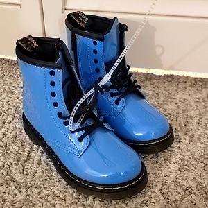 Dr Marten girls size 10 blue patent boots
